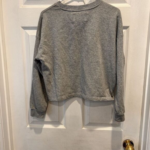 Calvin Klein Jeans Women’s Size Small Gray Sweatshirt Cropped Long Sleeve Boxy - Picture 5 of 6